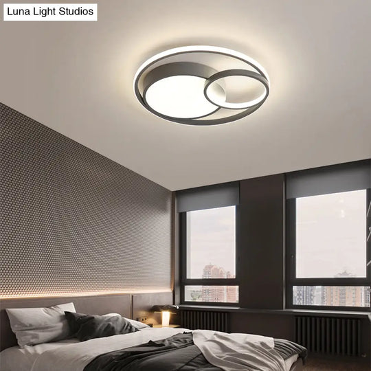 Contemporary Led Flush Mount Ceiling Lamp - Circular Acrylic Bedroom Light Fixture