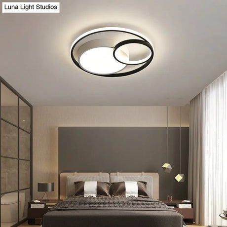 Contemporary Led Flush Mount Ceiling Lamp - Circular Acrylic Bedroom Light Fixture