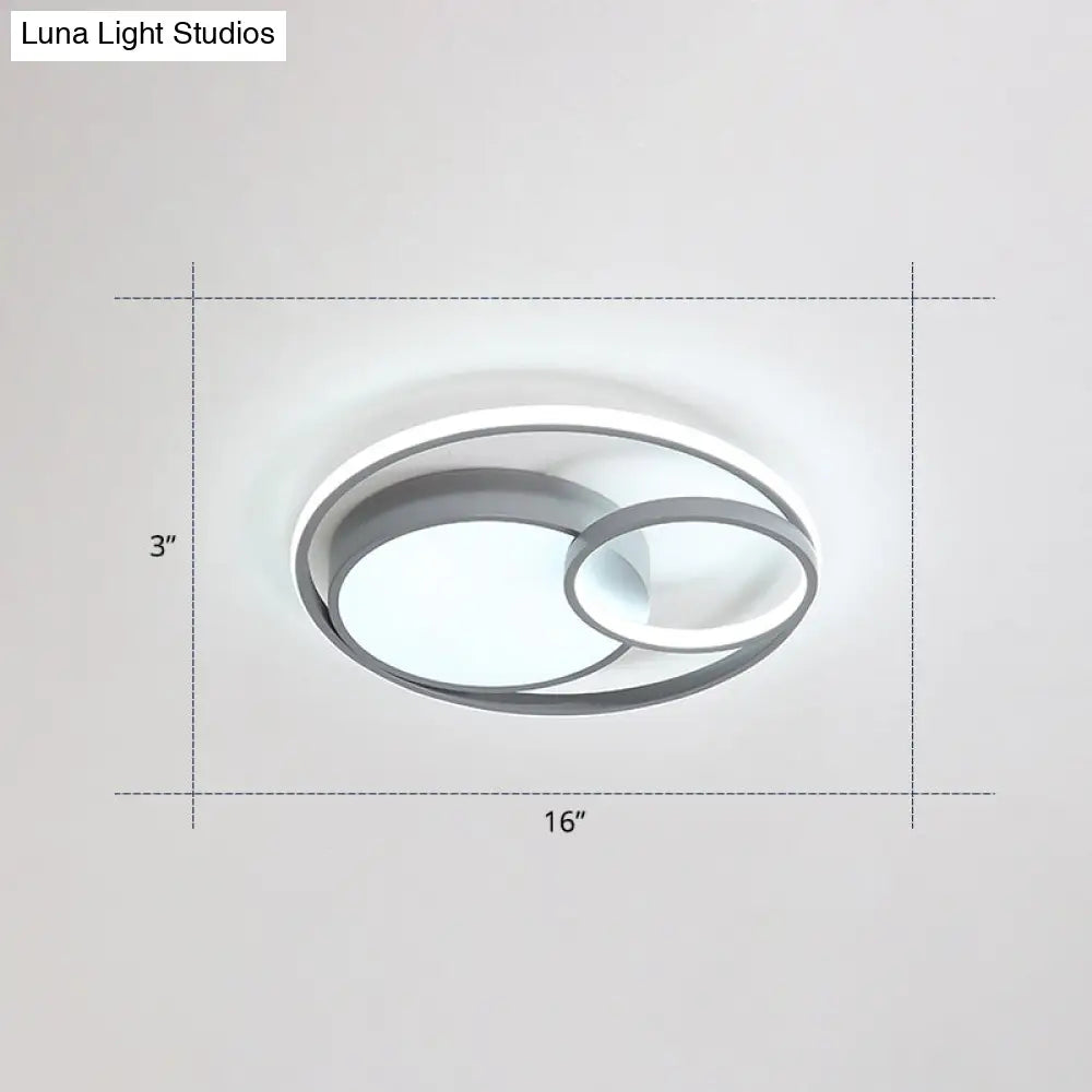 Contemporary Led Flush Mount Ceiling Lamp - Circular Acrylic Bedroom Light Fixture Grey / 16 Warm