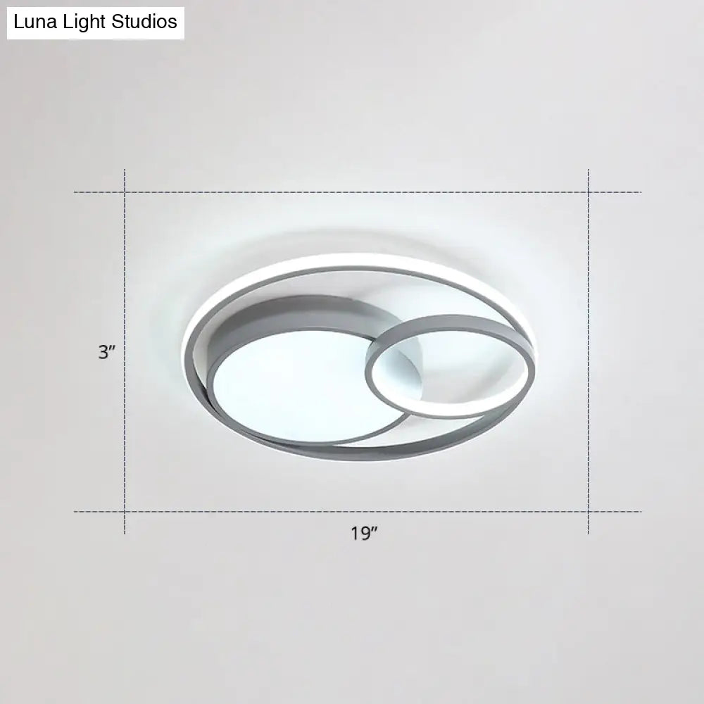 Contemporary Led Flush Mount Ceiling Lamp - Circular Acrylic Bedroom Light Fixture Grey / 19 Warm