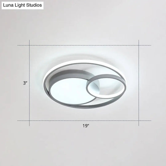 Contemporary Led Flush Mount Ceiling Lamp - Circular Acrylic Bedroom Light Fixture Grey / 19 Warm