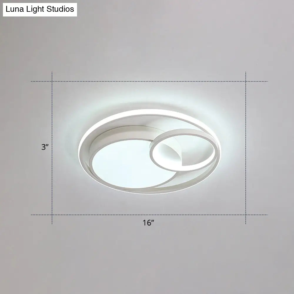 Contemporary Led Flush Mount Ceiling Lamp - Circular Acrylic Bedroom Light Fixture White / 16 Warm