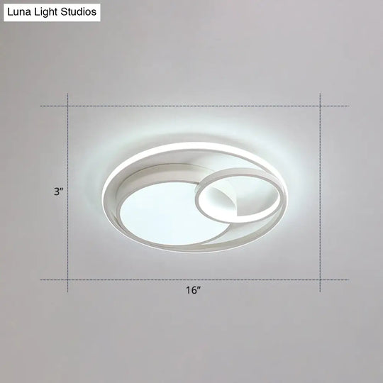 Contemporary Led Flush Mount Ceiling Lamp - Circular Acrylic Bedroom Light Fixture White / 16 Warm
