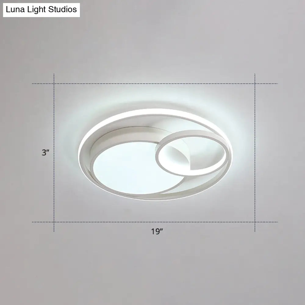 Contemporary Led Flush Mount Ceiling Lamp - Circular Acrylic Bedroom Light Fixture White / 19 Warm