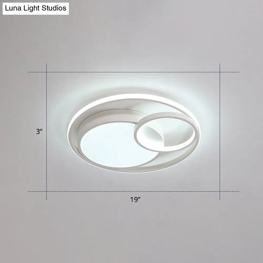 Contemporary Led Flush Mount Ceiling Lamp - Circular Acrylic Bedroom Light Fixture White / 19 Warm