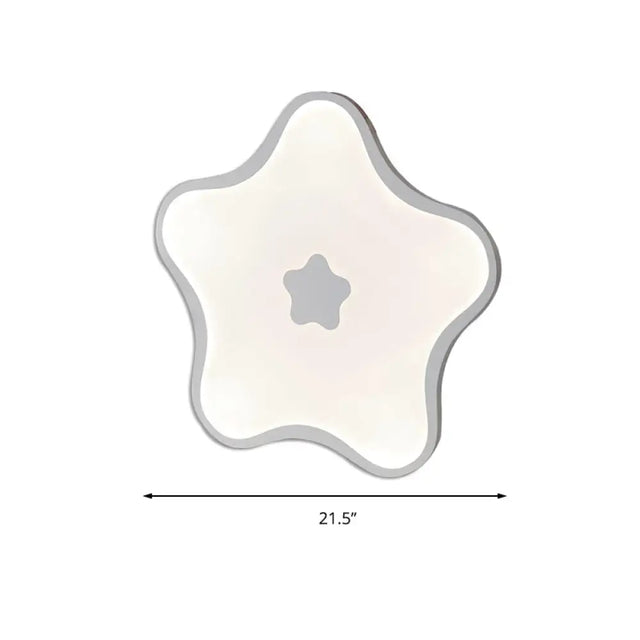 Contemporary Led Flush Mount Ceiling Lamp For Study Room - White Star Acrylic Light