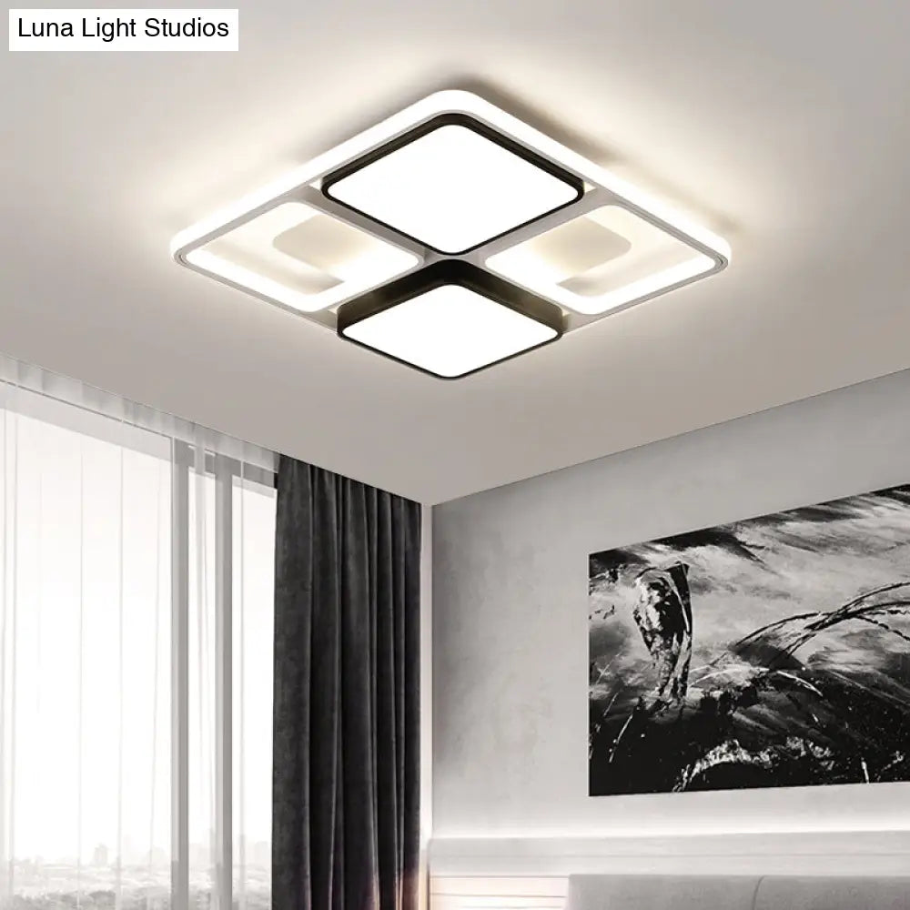 Contemporary Led Flush Mount Ceiling Light In Black/White 19.5’/45’ Wide Black / 19.5’