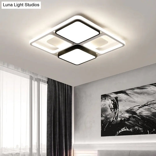 Contemporary Led Flush Mount Ceiling Light In Black/White 19.5’/45’ Wide Black / 19.5’