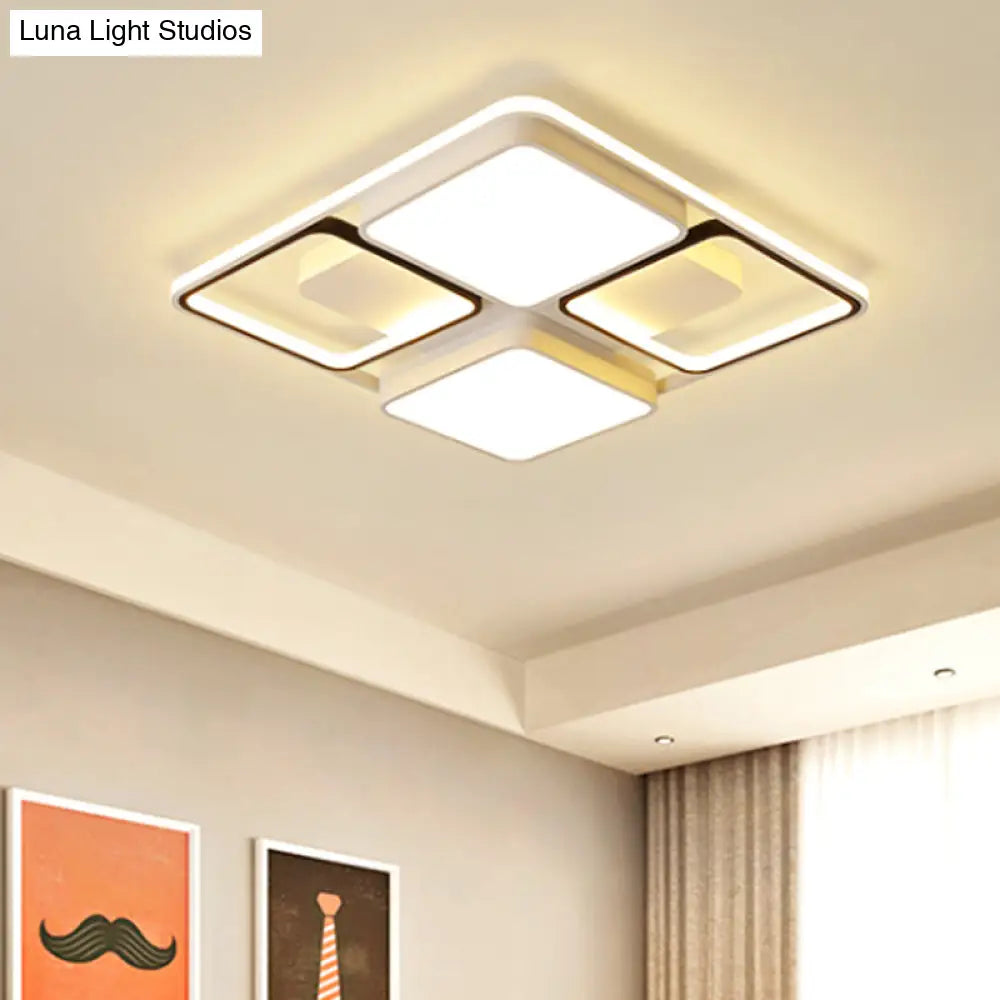 Contemporary Led Flush Mount Ceiling Light In Black/White 19.5/45 Wide White / 19.5