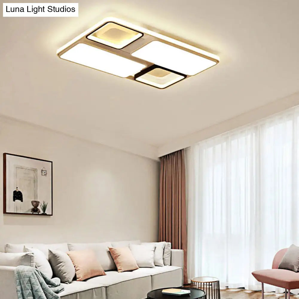 Contemporary Led Flush Mount Ceiling Light In Black/White 19.5’/45’ Wide