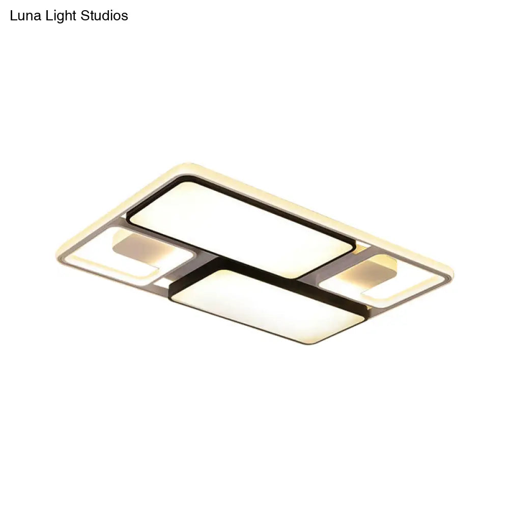 Contemporary Led Flush Mount Ceiling Light In Black/White 19.5’/45’ Wide