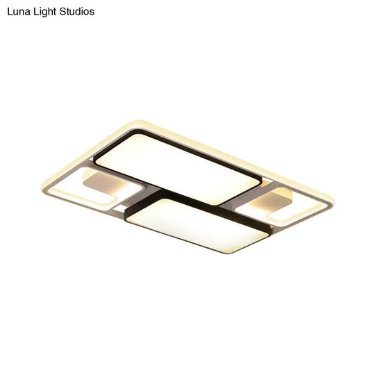 Contemporary Led Flush Mount Ceiling Light In Black/White 19.5’/45’ Wide