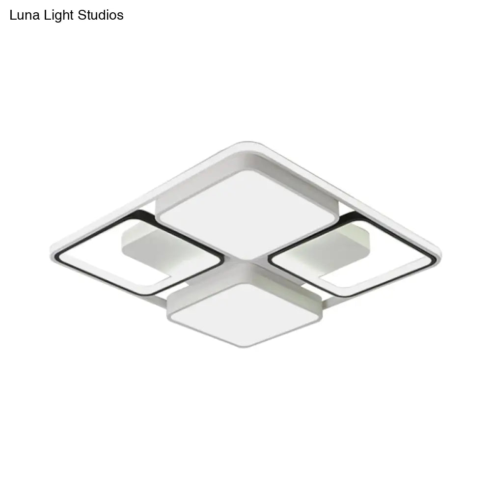 Contemporary Led Flush Mount Ceiling Light In Black/White 19.5/45 Wide
