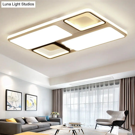 Contemporary Led Flush Mount Ceiling Light In Black/White 19.5’/45’ Wide White / 45’