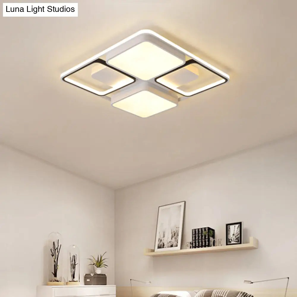 Contemporary Led Flush Mount Ceiling Light In Black/White 19.5’/45’ Wide