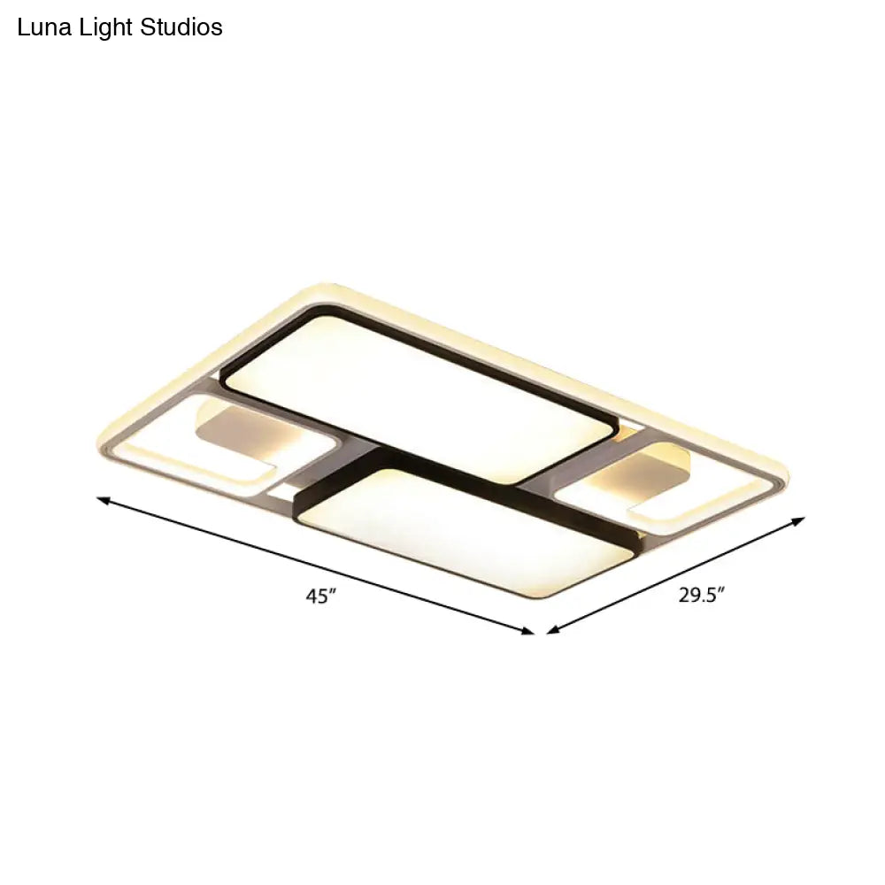 Contemporary Led Flush Mount Ceiling Light In Black/White 19.5’/45’ Wide