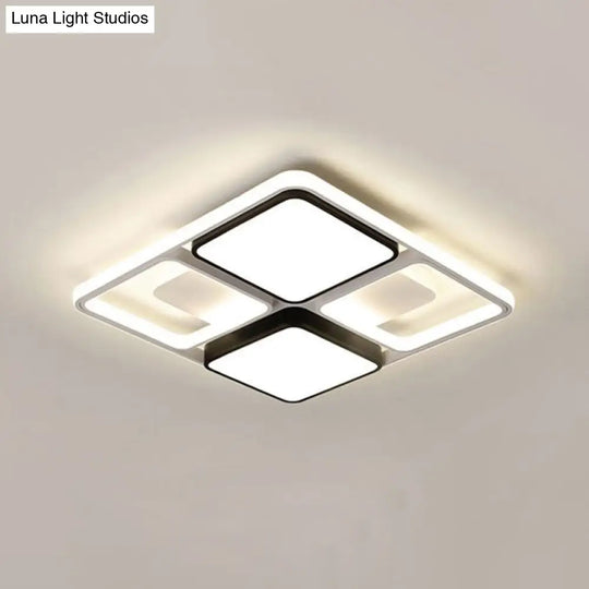 Contemporary Led Flush Mount Ceiling Light In Black/White 19.5’/45’ Wide