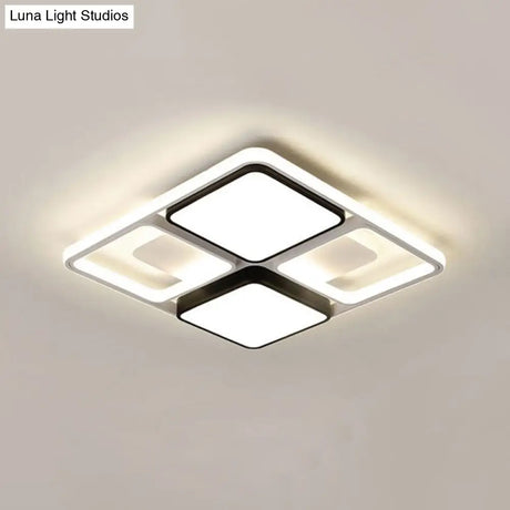Contemporary Led Flush Mount Ceiling Light In Black/White 19.5’/45’ Wide