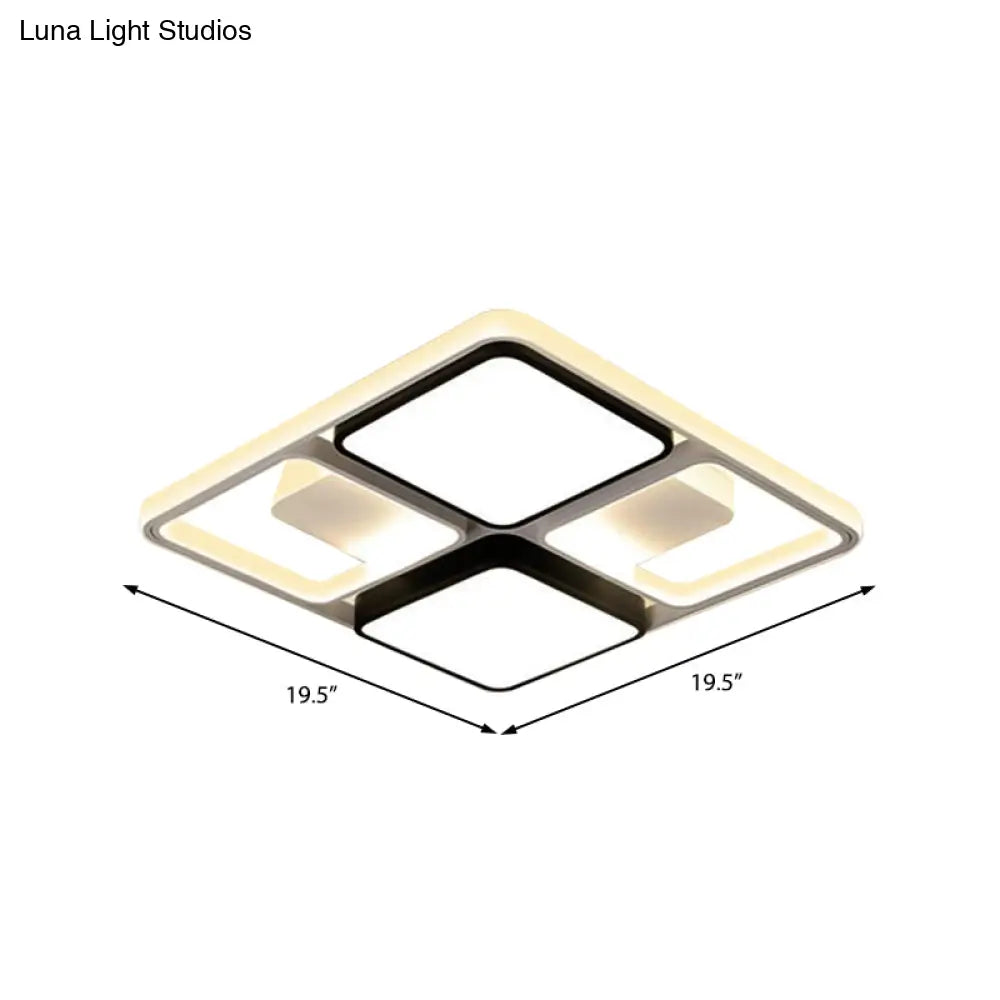 Contemporary Led Flush Mount Ceiling Light In Black/White 19.5’/45’ Wide