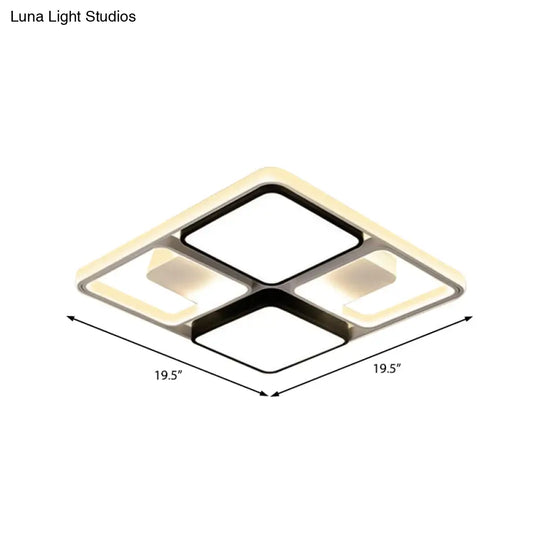 Contemporary Led Flush Mount Ceiling Light In Black/White 19.5’/45’ Wide