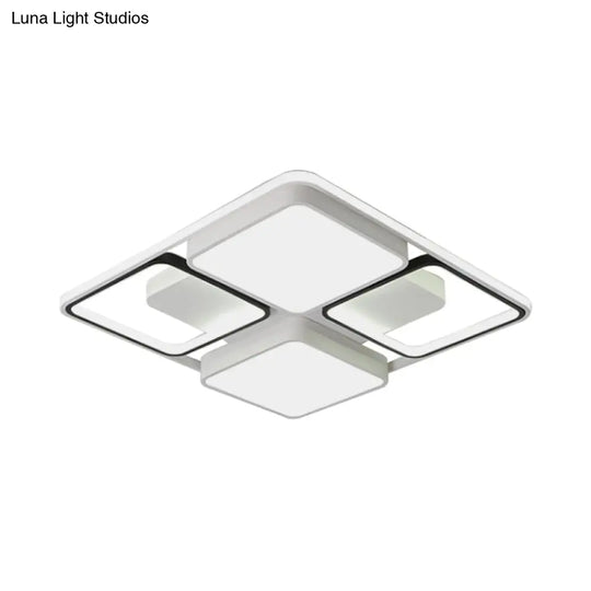 Contemporary Led Flush Mount Ceiling Light In Black/White 19.5’/45’ Wide