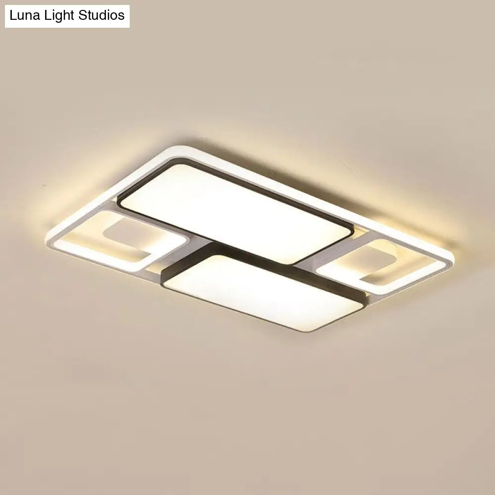 Contemporary Led Flush Mount Ceiling Light In Black/White 19.5’/45’ Wide