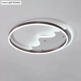 Contemporary Led Flush Mount Ceiling Light With Coffee - Colored Metal Ring - Ideal For Mountain