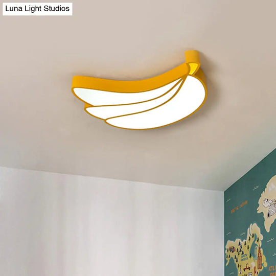 Contemporary Led Flush Mount Light Fixture With Acrylic Shade - White Grape/Banana/Apple Theme