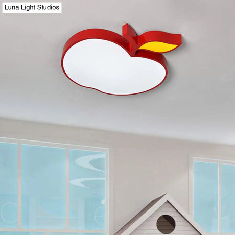 Contemporary Led Flush Mount Light Fixture With Acrylic Shade - White Grape/Banana/Apple Theme