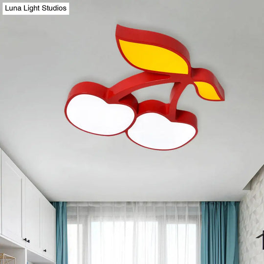 Contemporary Led Flush Mount Light Fixture With Acrylic Shade - White Grape/Banana/Apple Theme