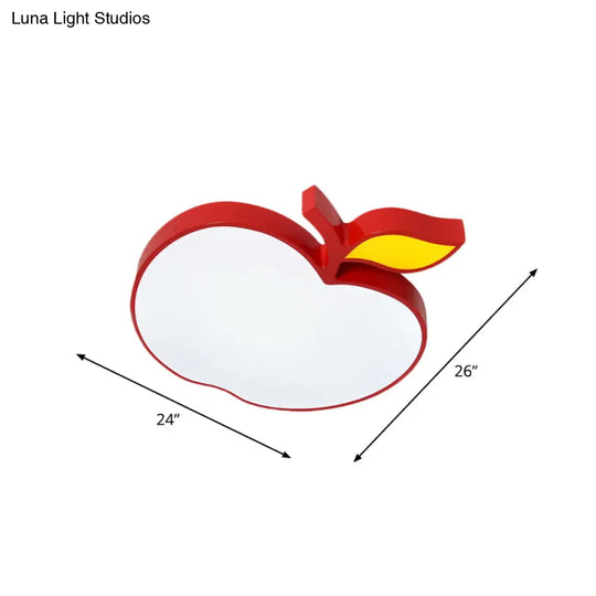 Contemporary Led Flush Mount Light Fixture With Acrylic Shade - White Grape/Banana/Apple Theme