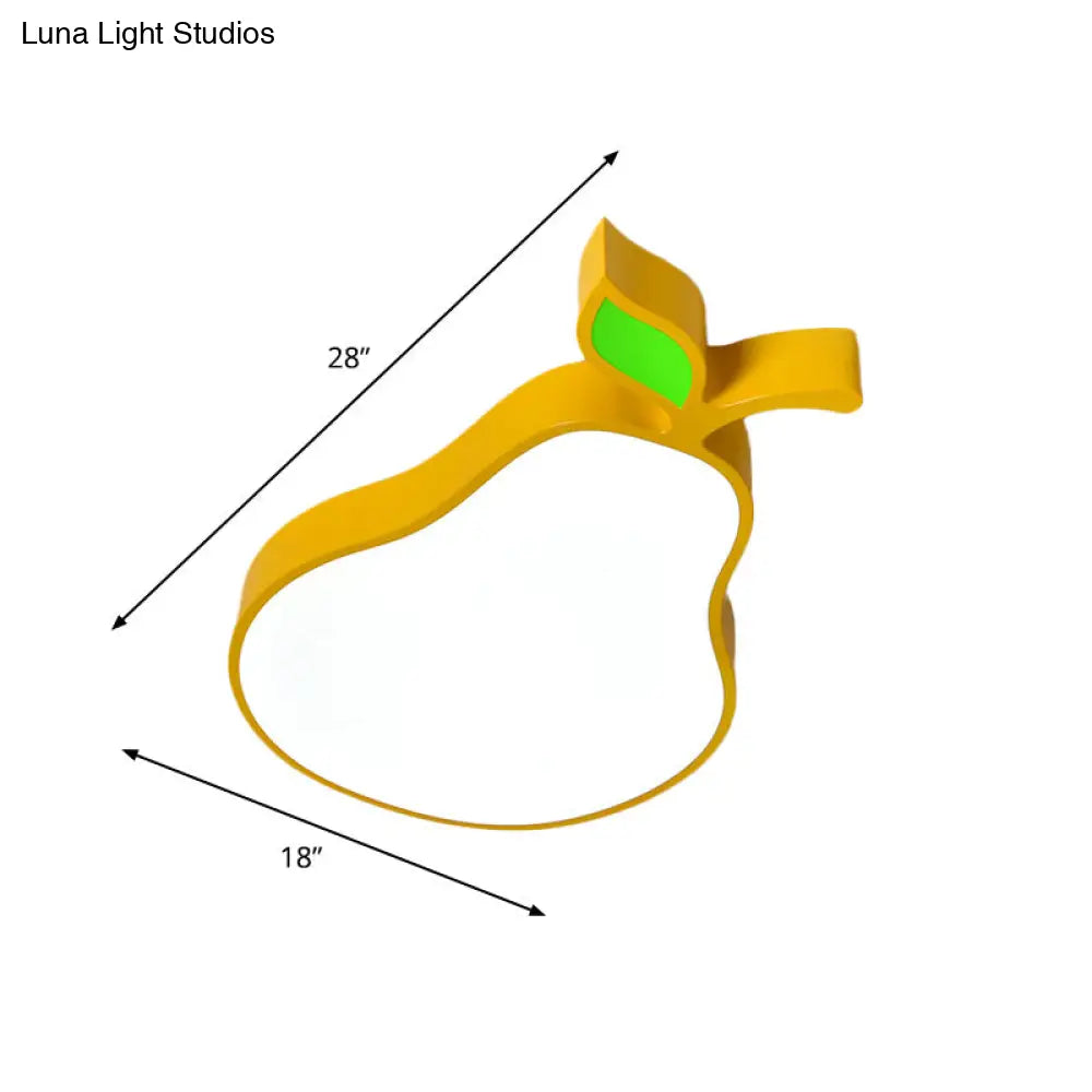 Contemporary Led Flush Mount Light Fixture With Acrylic Shade - White Grape/Banana/Apple Theme