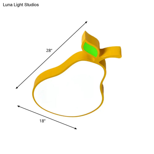 Contemporary Led Flush Mount Light Fixture With Acrylic Shade - White Grape/Banana/Apple Theme