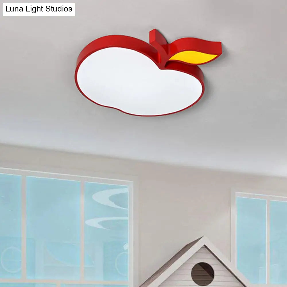 Contemporary Led Flush Mount Light Fixture With Acrylic Shade - White Grape/Banana/Apple Theme