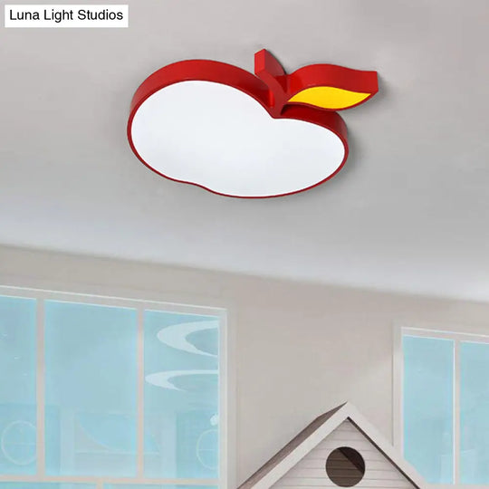 Contemporary Led Flush Mount Light Fixture With Acrylic Shade - White Grape/Banana/Apple Theme