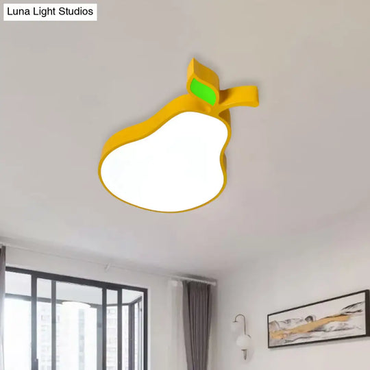 Contemporary Led Flush Mount Light Fixture With Acrylic Shade - White Grape/Banana/Apple Theme