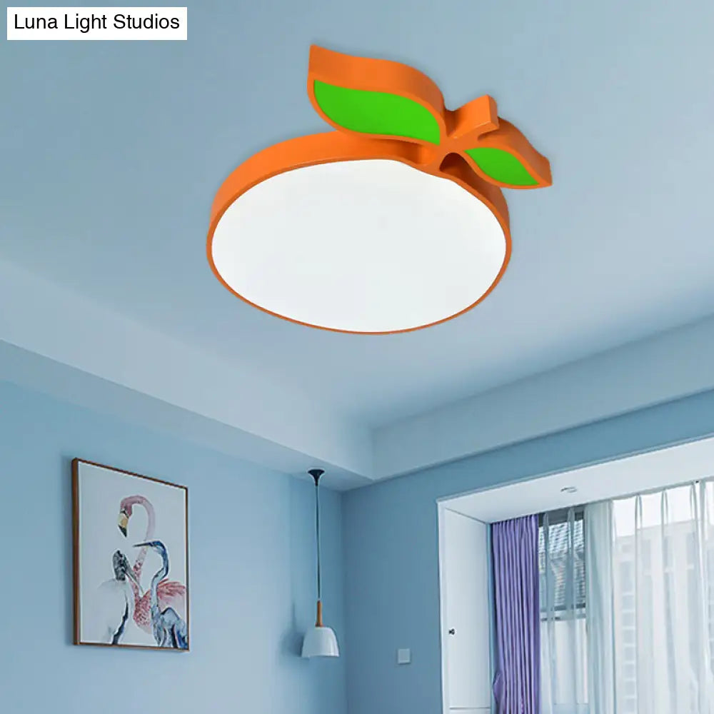 Contemporary Led Flush Mount Light Fixture With Acrylic Shade - White Grape/Banana/Apple Theme