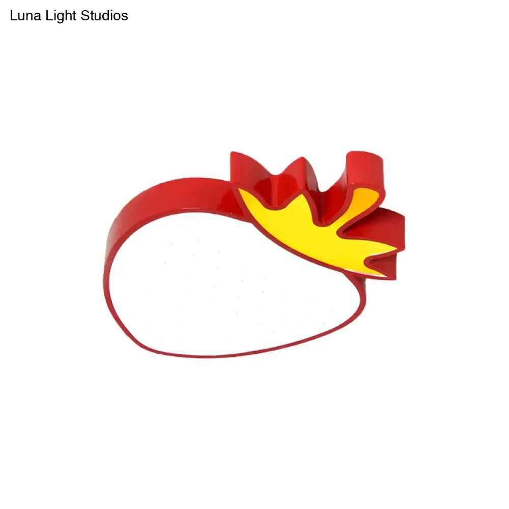 Contemporary Led Flush Mount Light Fixture With Acrylic Shade - White Grape/Banana/Apple Theme