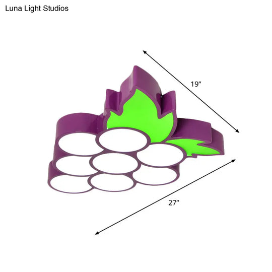 Contemporary Led Flush Mount Light Fixture With Acrylic Shade - White Grape/Banana/Apple Theme