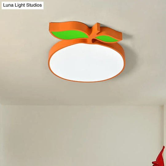 Contemporary Led Flush Mount Light Fixture With Acrylic Shade - White Grape/Banana/Apple Theme