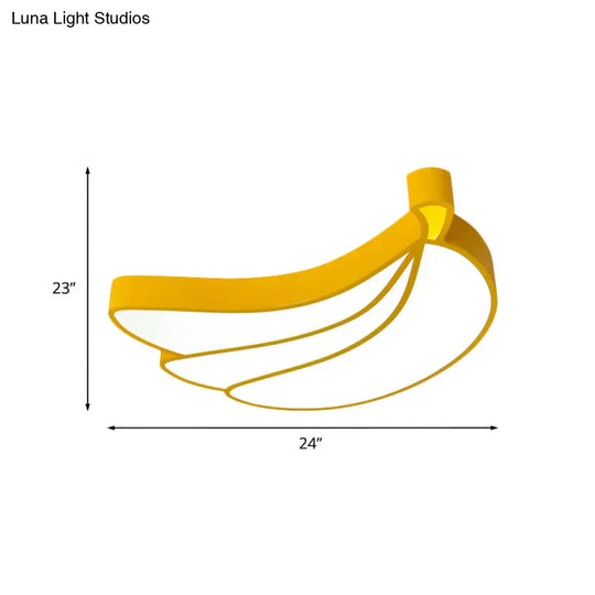Contemporary Led Flush Mount Light Fixture With Acrylic Shade - White Grape/Banana/Apple Theme