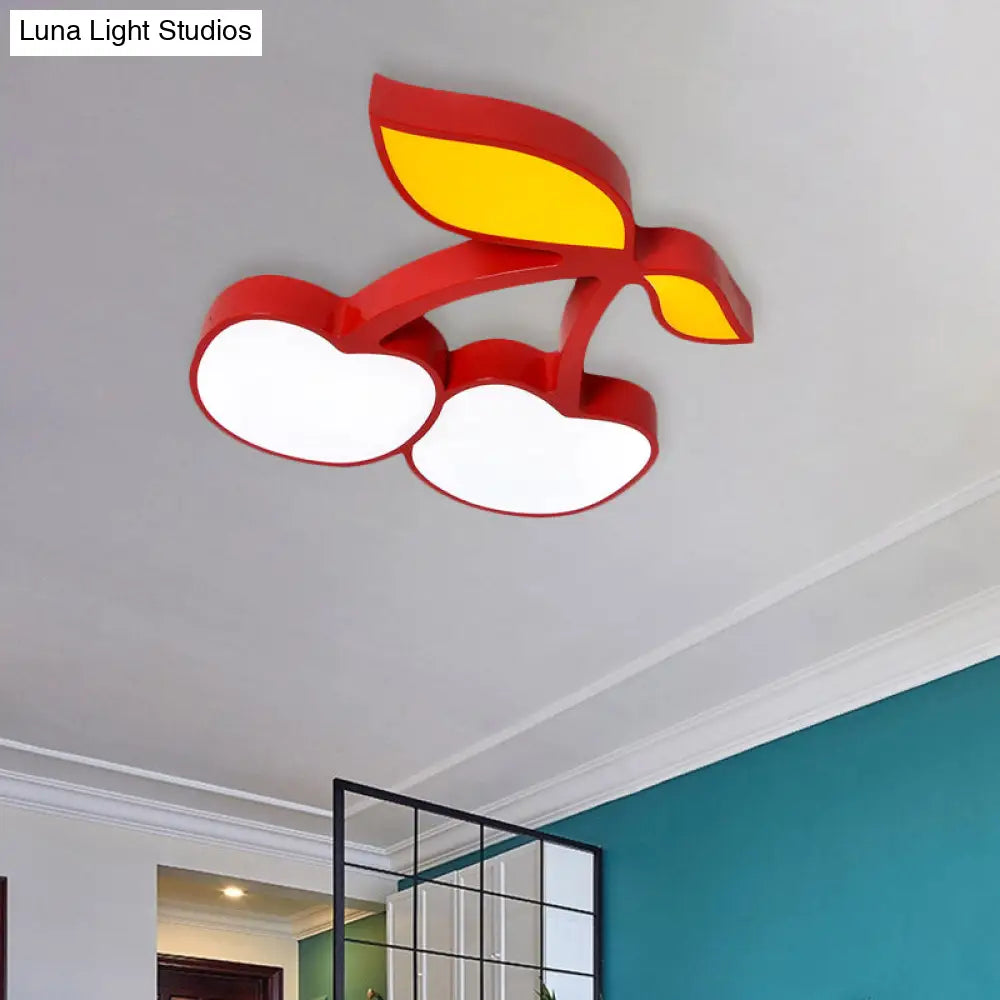 Contemporary Led Flush Mount Light Fixture With Acrylic Shade - White Grape/Banana/Apple Theme