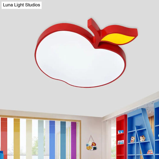 Contemporary Led Flush Mount Light Fixture With Acrylic Shade - White Grape/Banana/Apple Theme / F