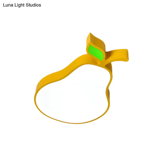 Contemporary Led Flush Mount Light Fixture With Acrylic Shade - White Grape/Banana/Apple Theme