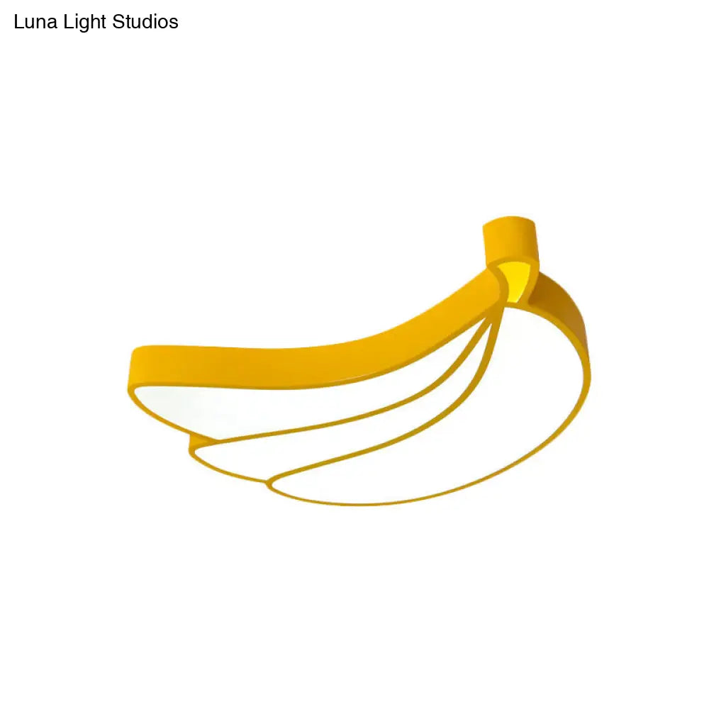Contemporary Led Flush Mount Light Fixture With Acrylic Shade - White Grape/Banana/Apple Theme