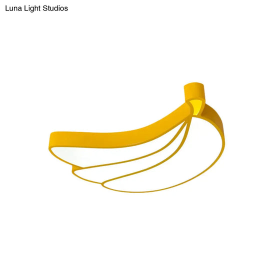 Contemporary Led Flush Mount Light Fixture With Acrylic Shade - White Grape/Banana/Apple Theme