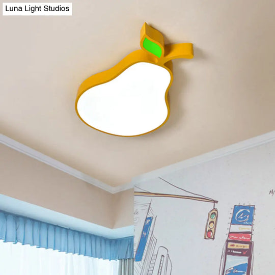 Contemporary Led Flush Mount Light Fixture With Acrylic Shade - White Grape/Banana/Apple Theme