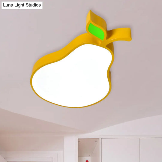 Contemporary Led Flush Mount Light Fixture With Acrylic Shade - White Grape/Banana/Apple Theme / C