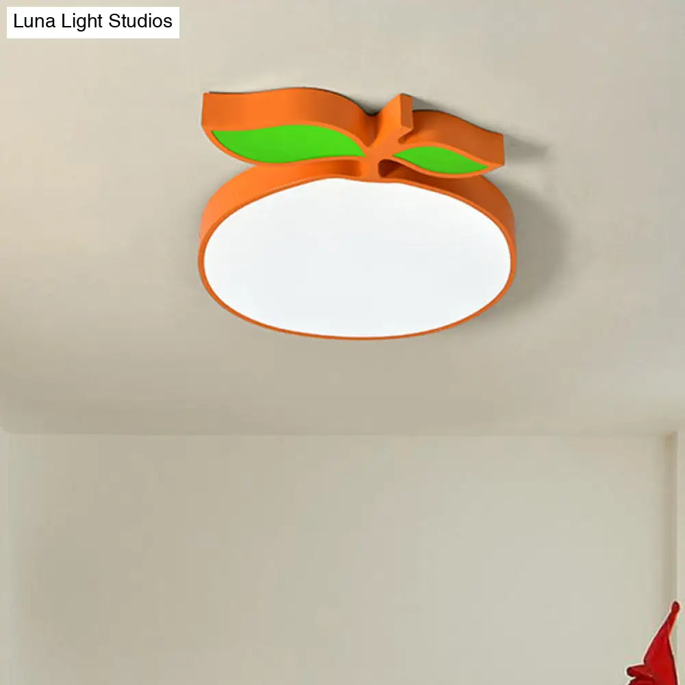 Contemporary Led Flush Mount Light Fixture With Acrylic Shade - White Grape/Banana/Apple Theme