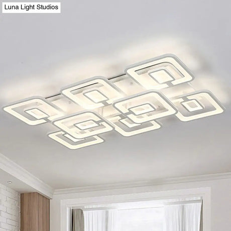 Contemporary Led Flush Mount Light White Multi-Layer Ceiling Lamp With Acrylic Shade In